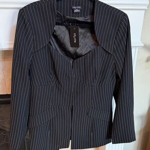 City Chic Black Pinstripe Tailored Blazer SZ 16 NWT Sabine Stripe